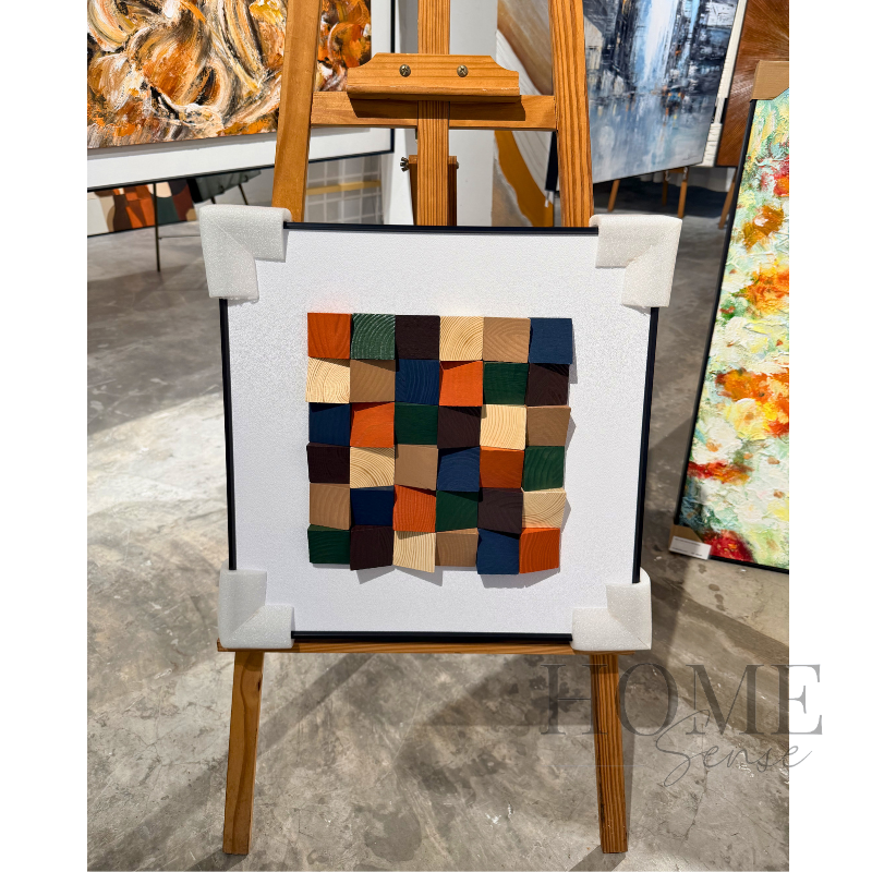 Geomatric Wood Block Wall Art