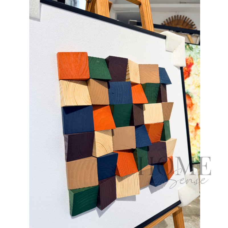 Geomatric Wood Block Wall Art