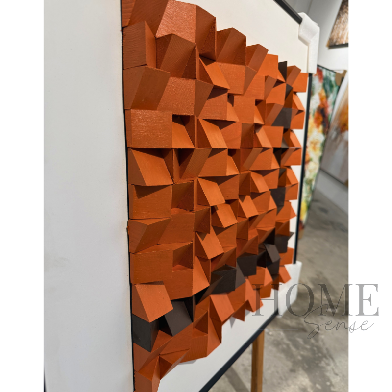 Geometric Wood Block Wall Art