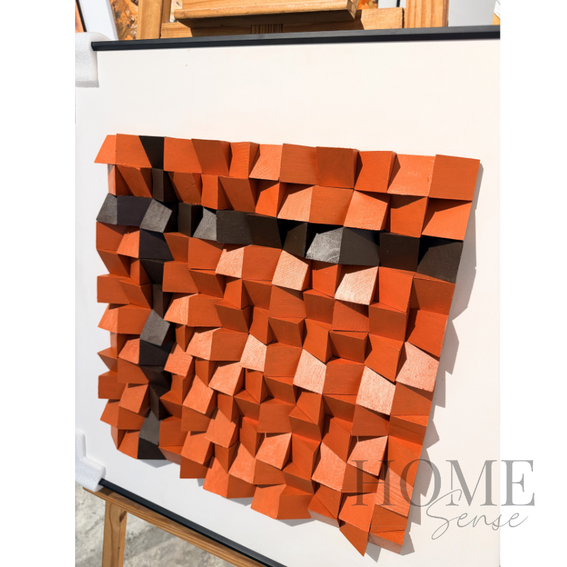 Geometric Wood Block Wall Art