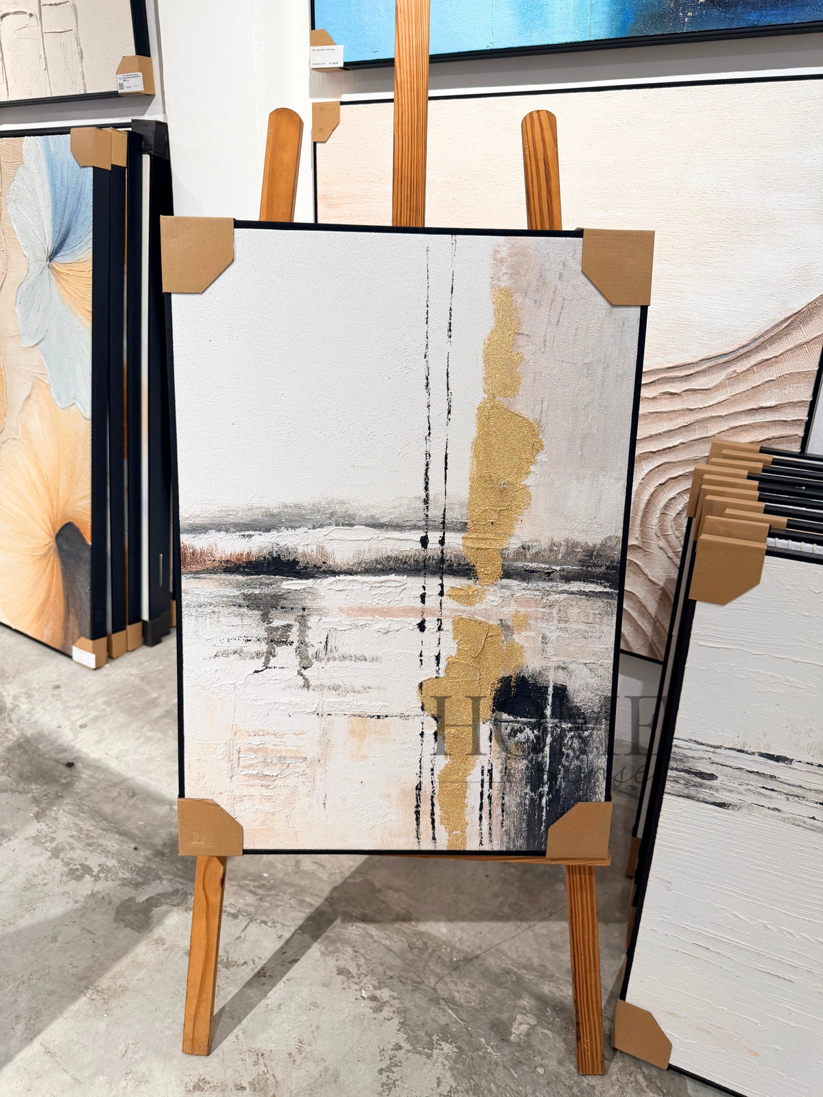 Gilded Horizon – Modern Textured Abstract Canvas Wall Art