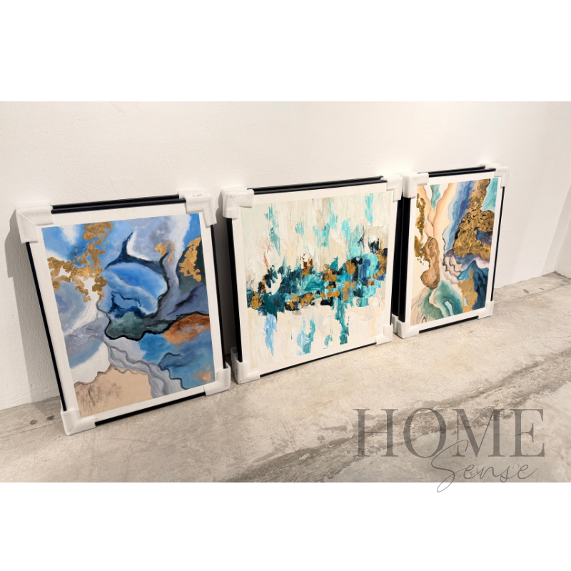 Abstract Marble Gold Triptych - Modern 3-piece Canvas Art Set