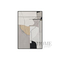 Fragments of Calm neutral textured abstract canvas wall art with curved beige and grey forms in a black PP frame, 70x100cm