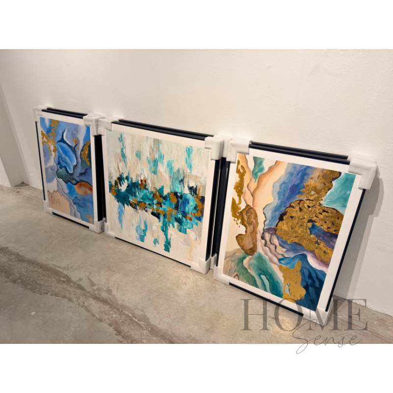 Abstract Marble Gold Triptych - Modern 3-piece Canvas Art Set