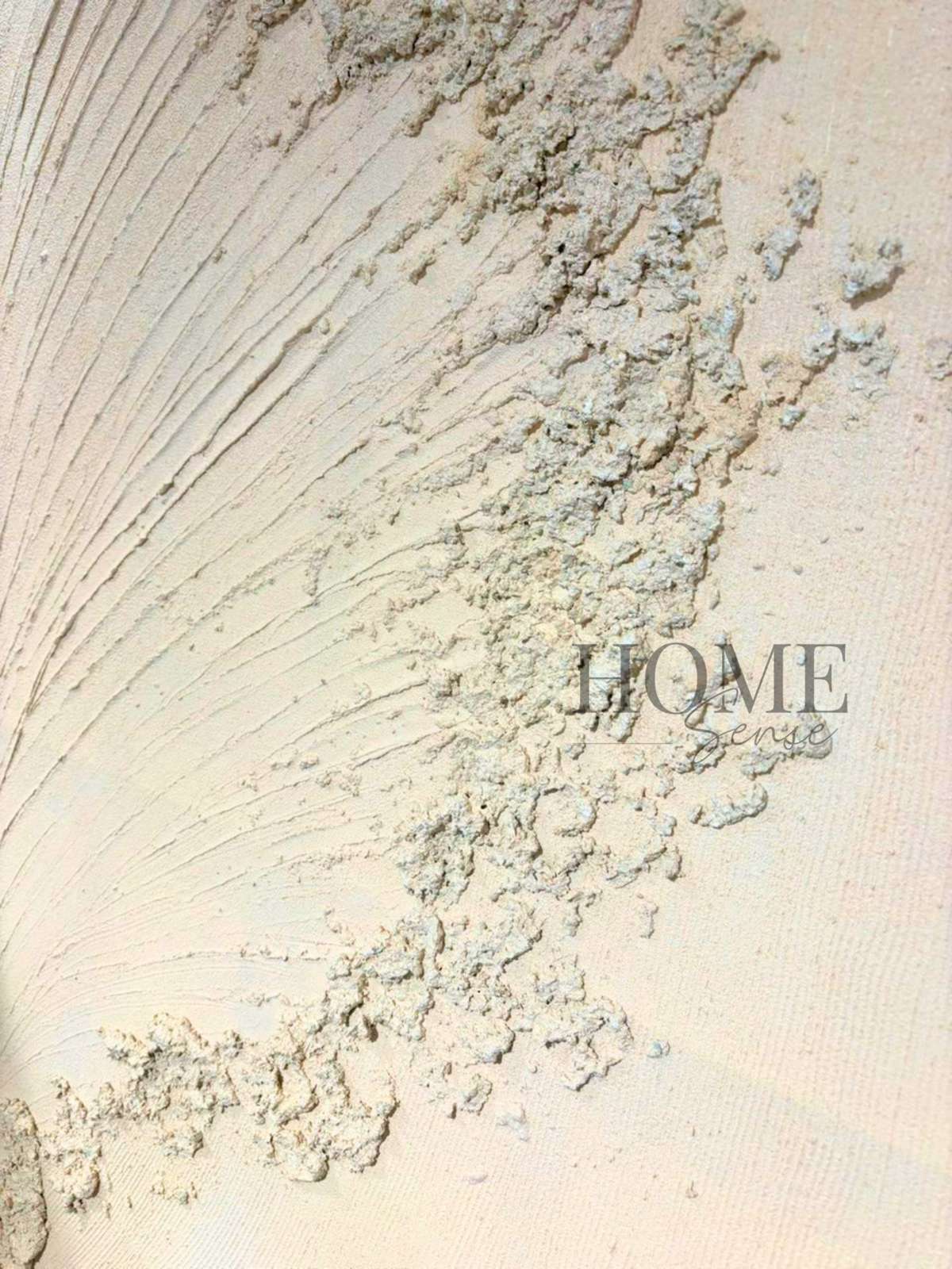 Close-up of The Memory of Wind beige neutral canvas wall art with raised acrylic texture