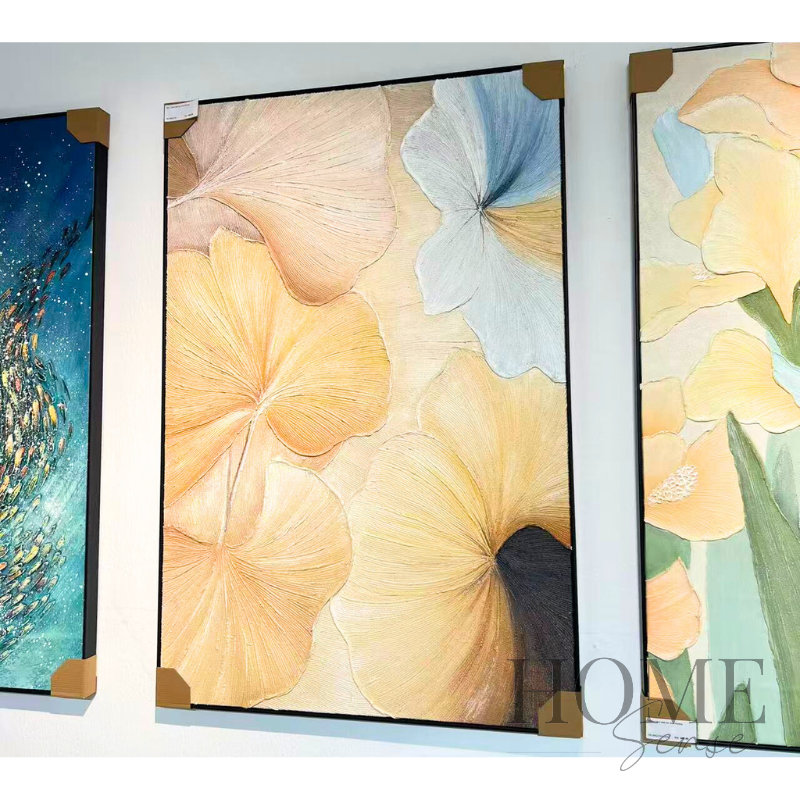 Golden Petal Grace – 3D Textured Floral Canvas Wall Art