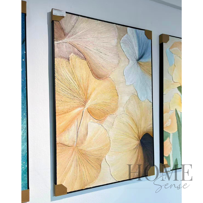 Golden Petal Grace – 3D Textured Floral Canvas Wall Art