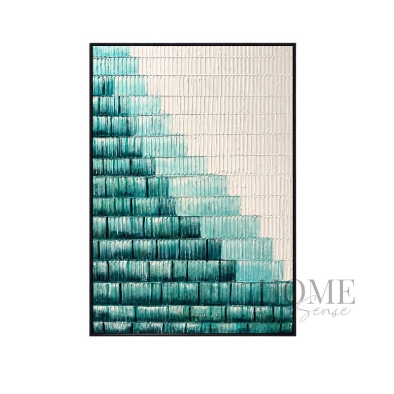 Modern Teal Gradient Canvas Wall Art | Textured Abstract Art