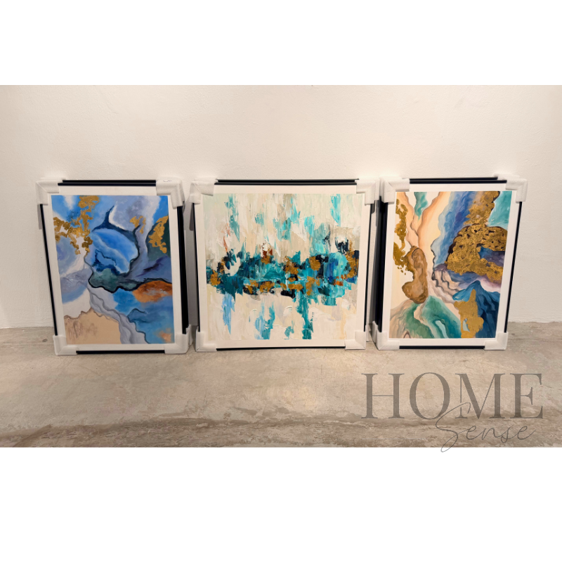 Abstract Marble Gold Triptych - Modern 3-piece Canvas Art Set