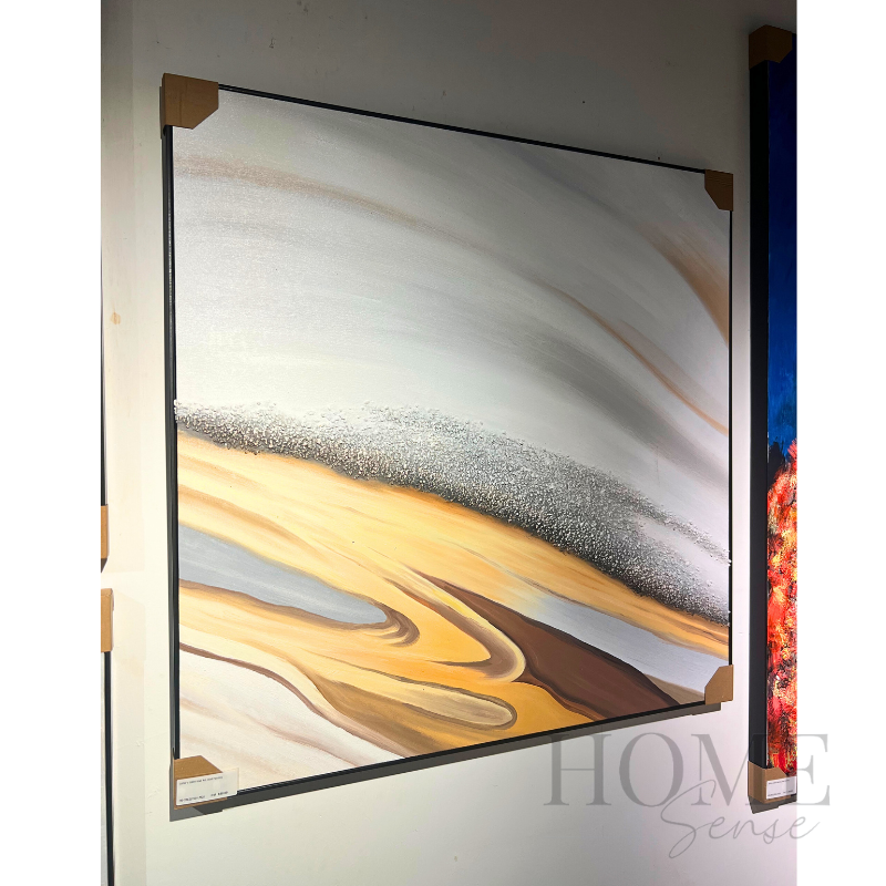Amber Through Stone – Textured Abstract Acrylic Wall Art