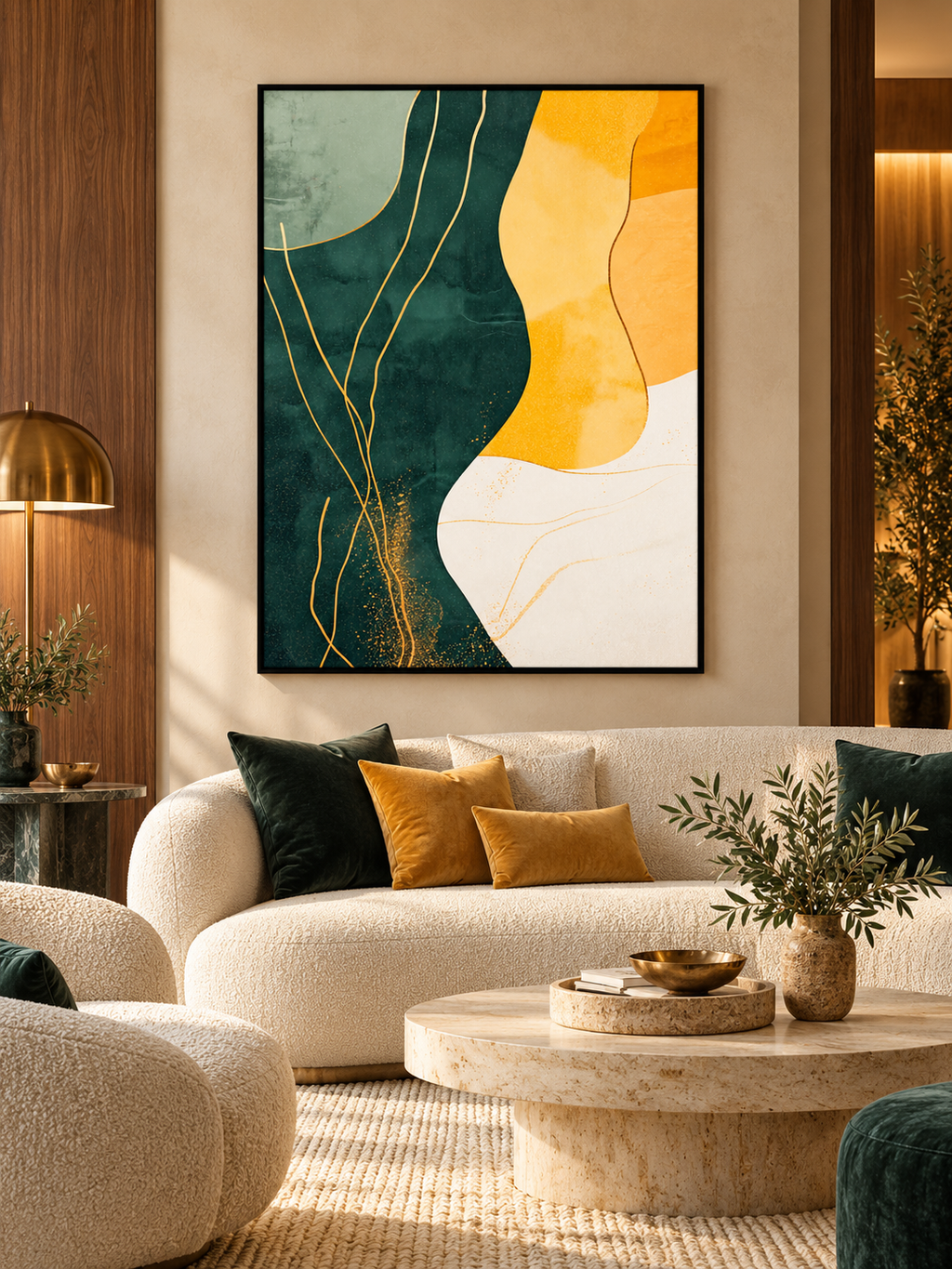 Where Emerald Meets Gold – Abstract Fine Art Print