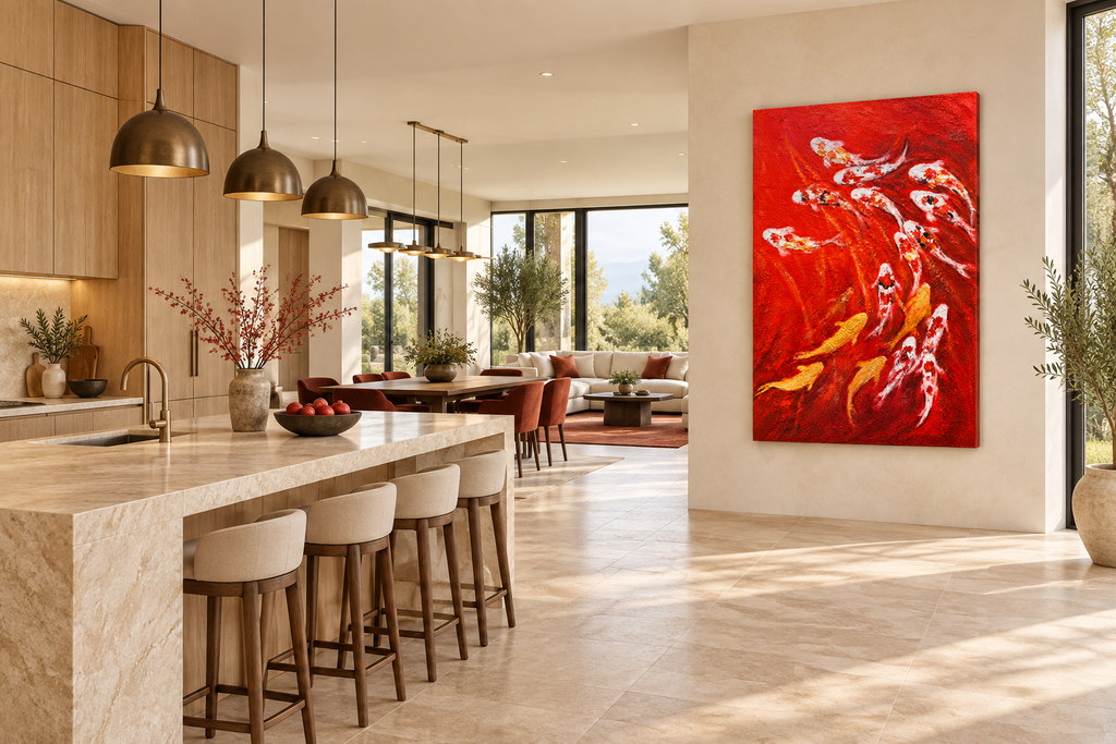 Koi of Eternal Fortune – Textured Acrylic Wall Art