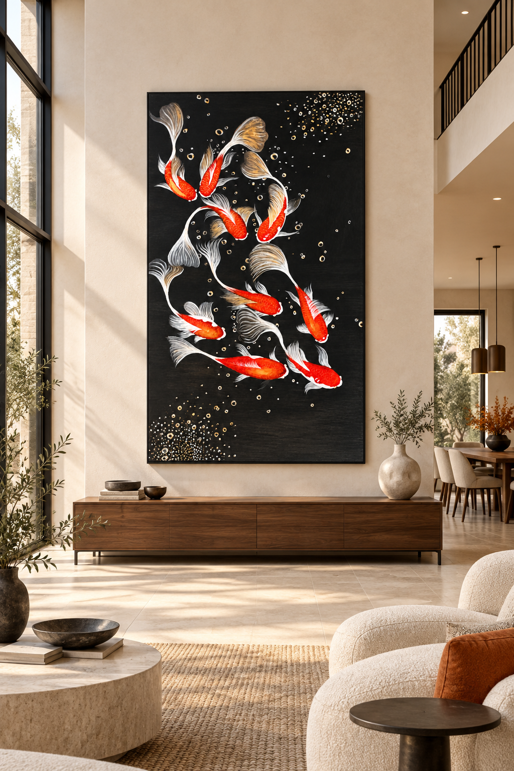 Eight Koi in Harmony – Acrylic Wall Art