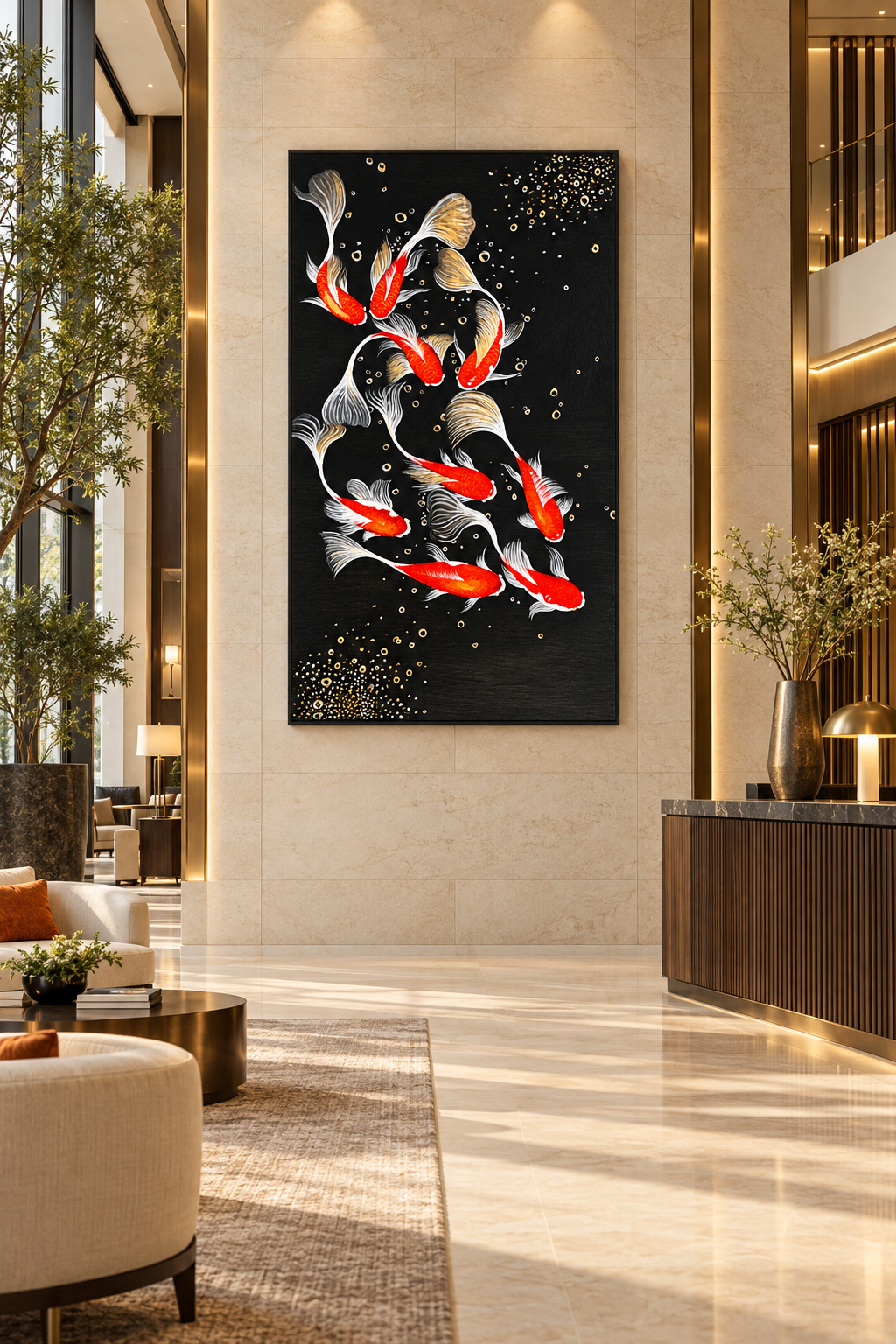 Eight Koi in Harmony – Acrylic Wall Art
