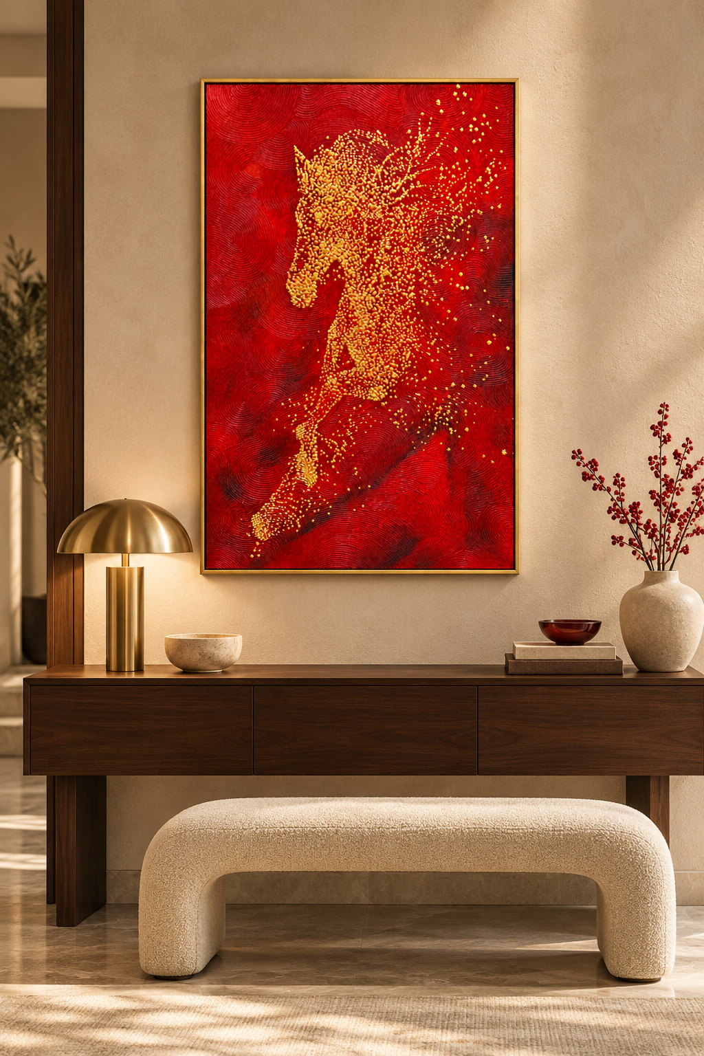 The Prosperous Steed – Hand-Painted Textured Oil Painting