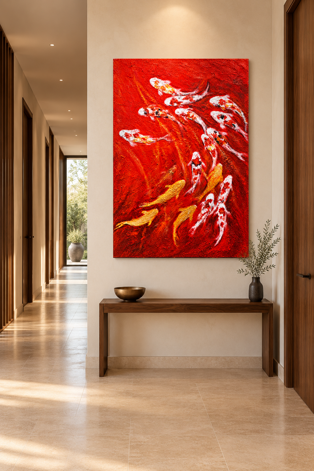 Koi of Eternal Fortune – Textured Acrylic Wall Art