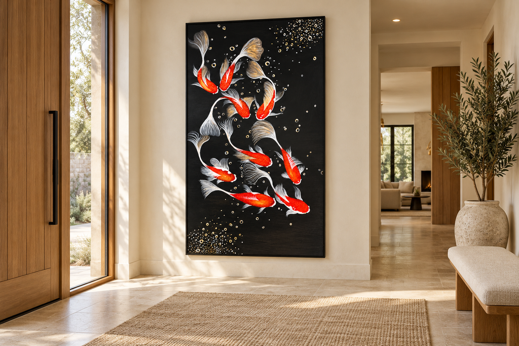 Eight Koi in Harmony – Acrylic Wall Art