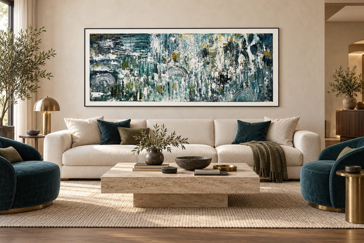 Urban Rain Symphony – Textured Abstract Acrylic Wall Art