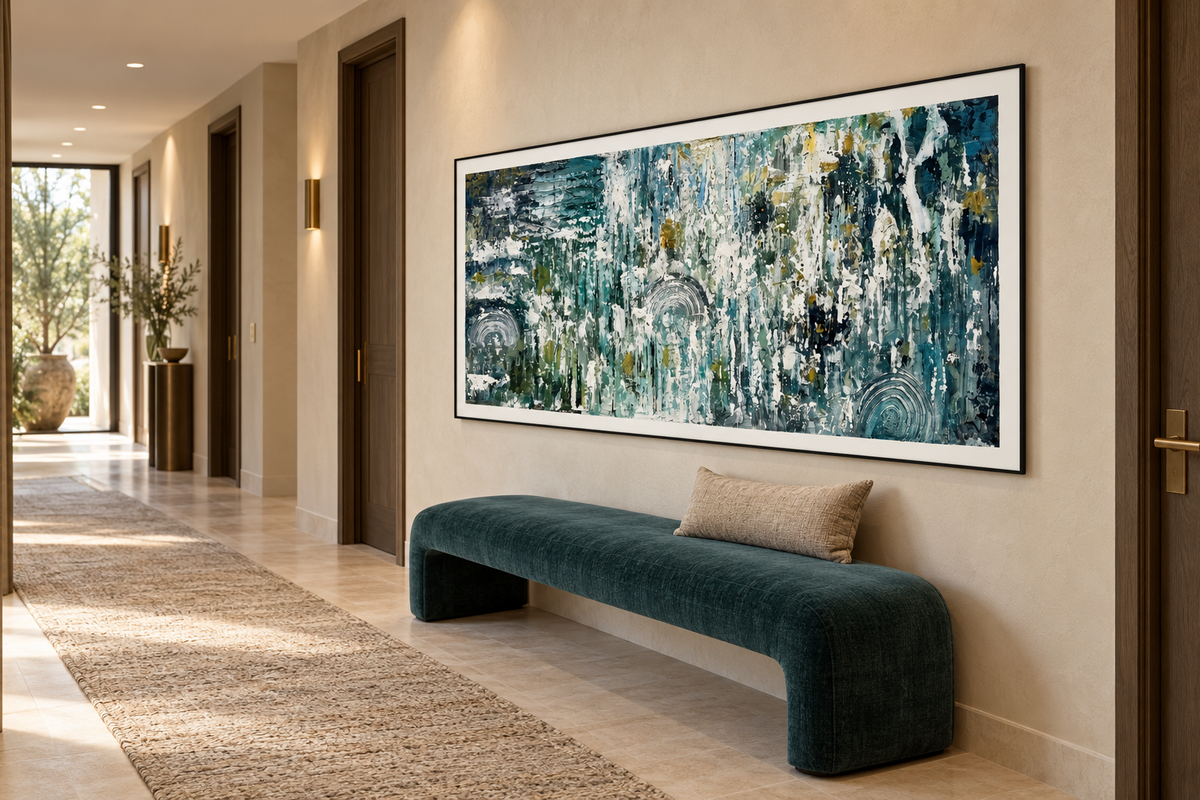Urban Rain Symphony – Textured Abstract Acrylic Wall Art