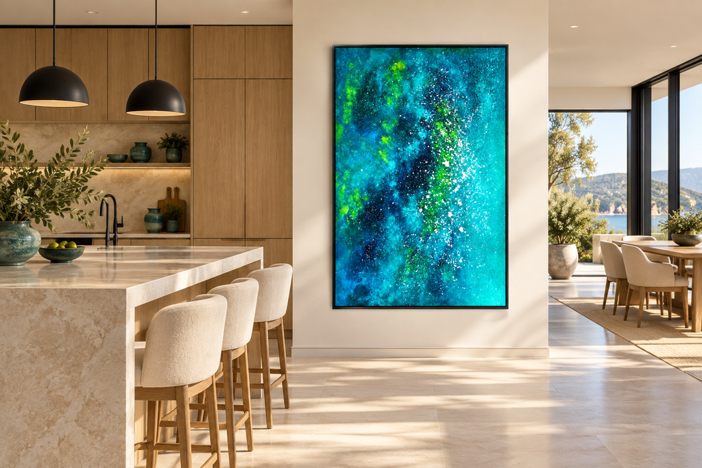 Ocean Galaxy Canvas Wall Art | Modern Blue Abstract Painting