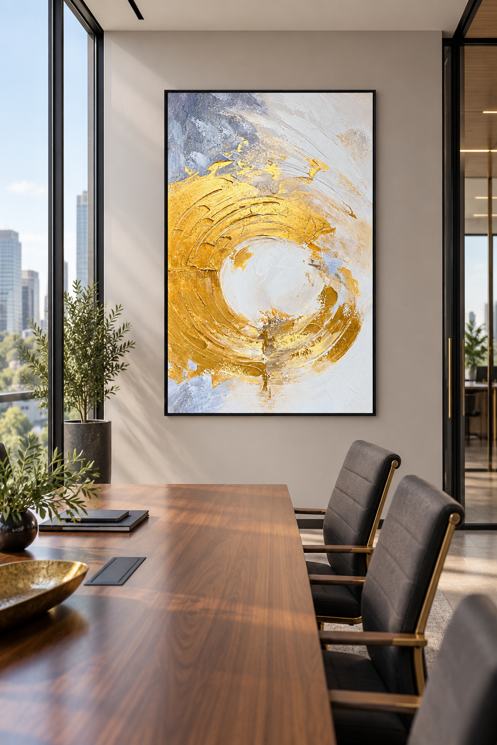 Golden Halo Canvas Wall Art | Gold Abstract Wall Painting
