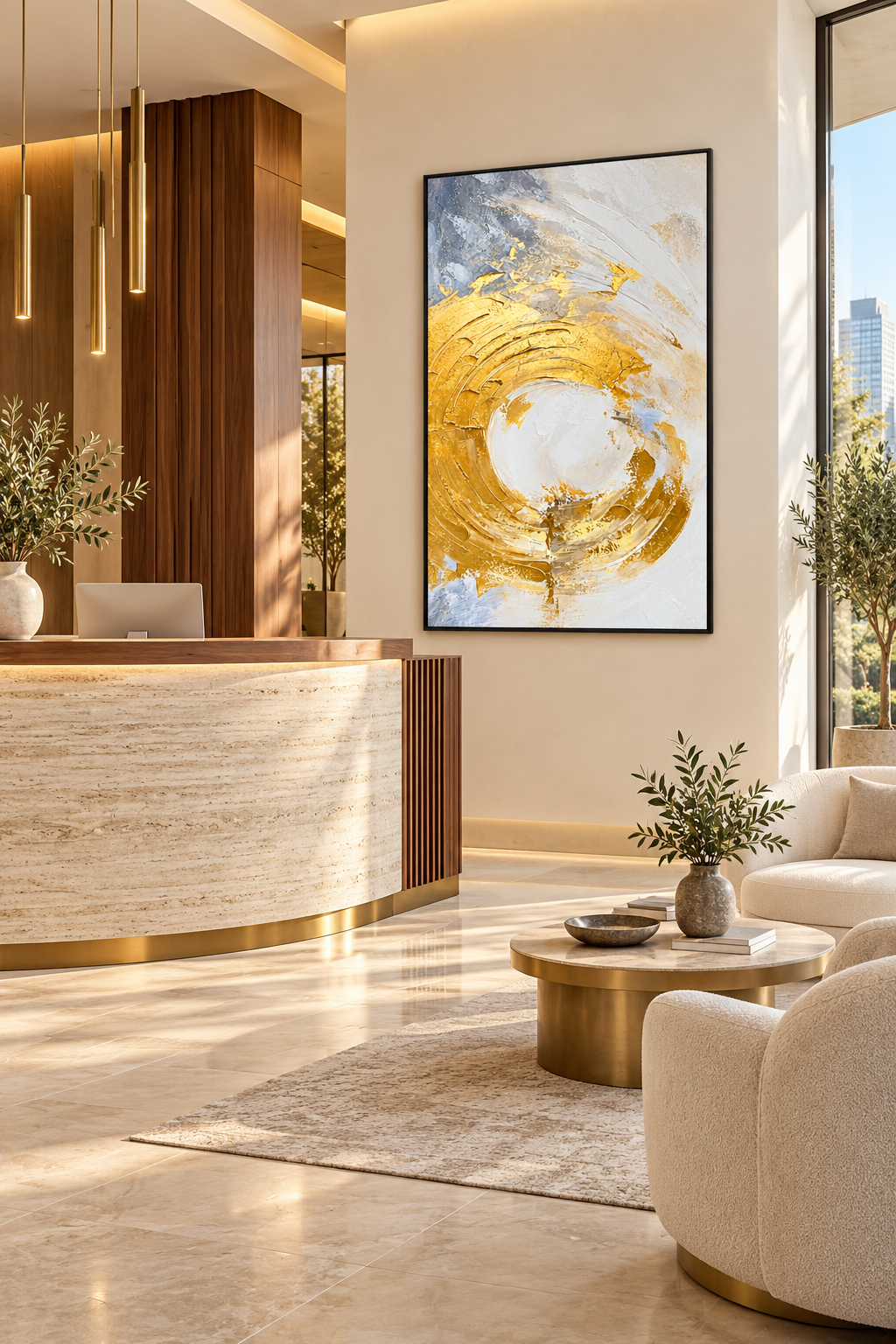 Golden Halo Canvas Wall Art | Gold Abstract Wall Painting