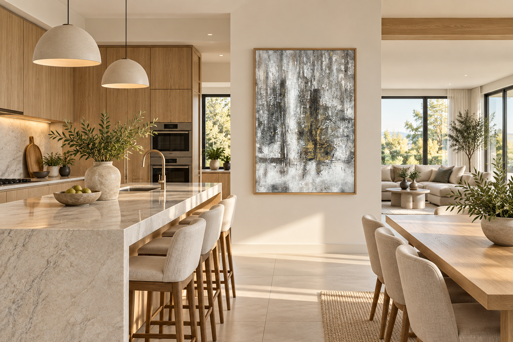 Silver Mirage | Modern Textured Abstract Canvas Wall Art