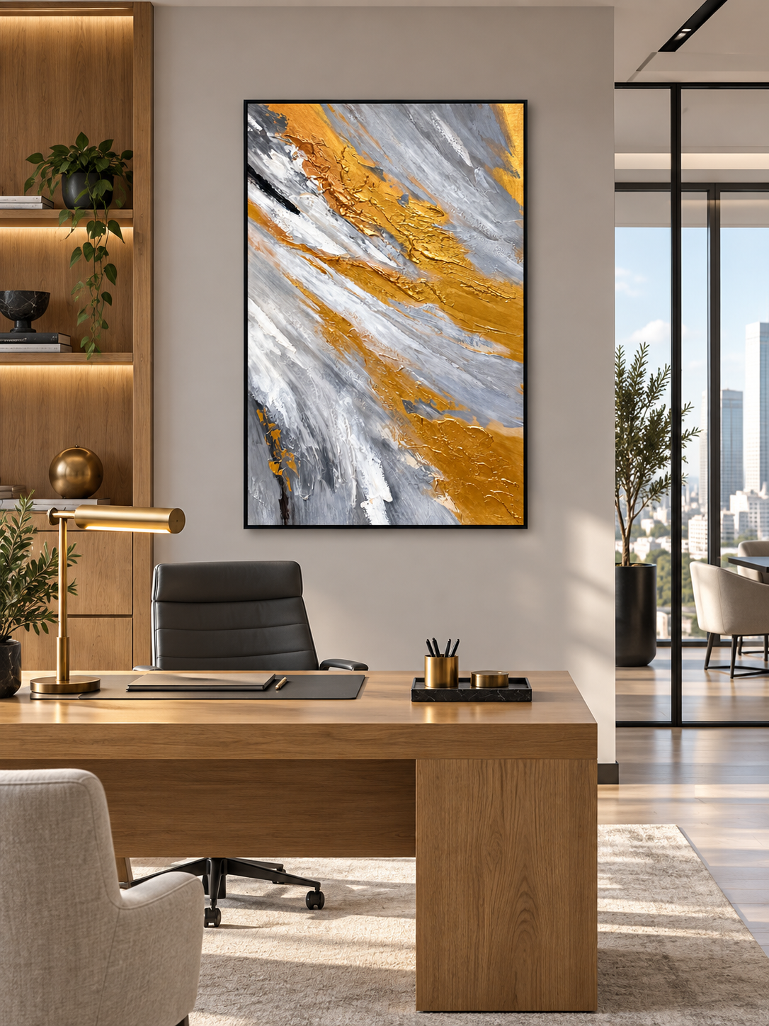Where Gold Flows – Textured Abstract Acrylic Wall Art