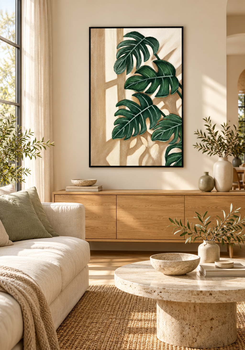 Monstera in Morning Light – Textured Botanical Acrylic Wall Art