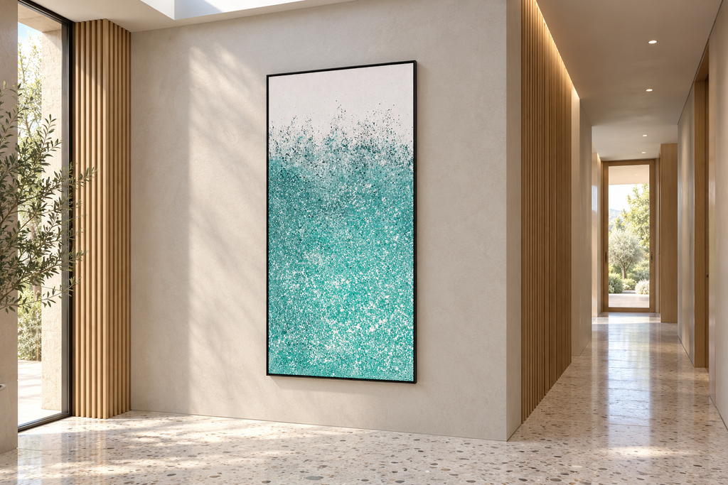 Emerald Rainfall – Textured Abstract Acrylic Wall Art
