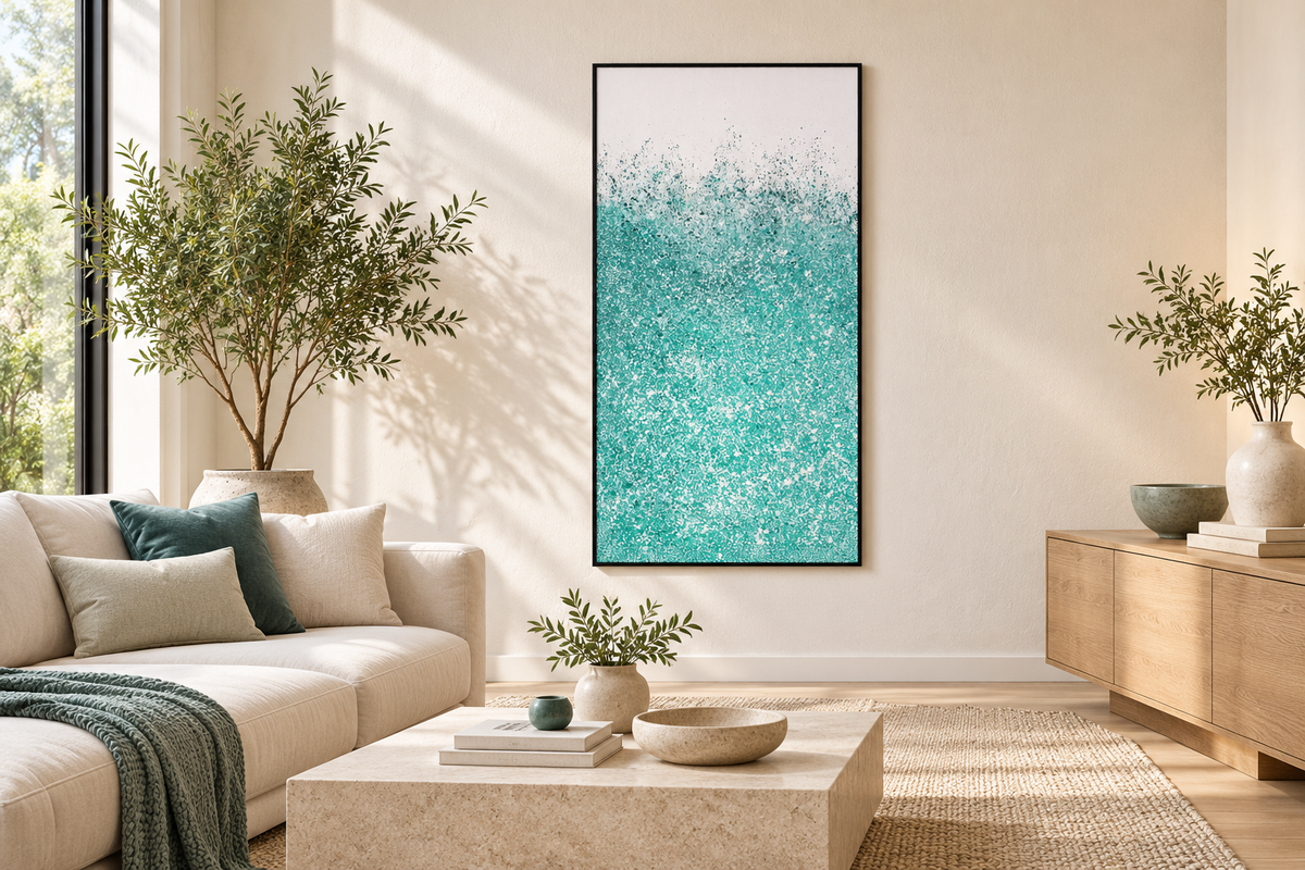 Emerald Rainfall – Textured Abstract Acrylic Wall Art