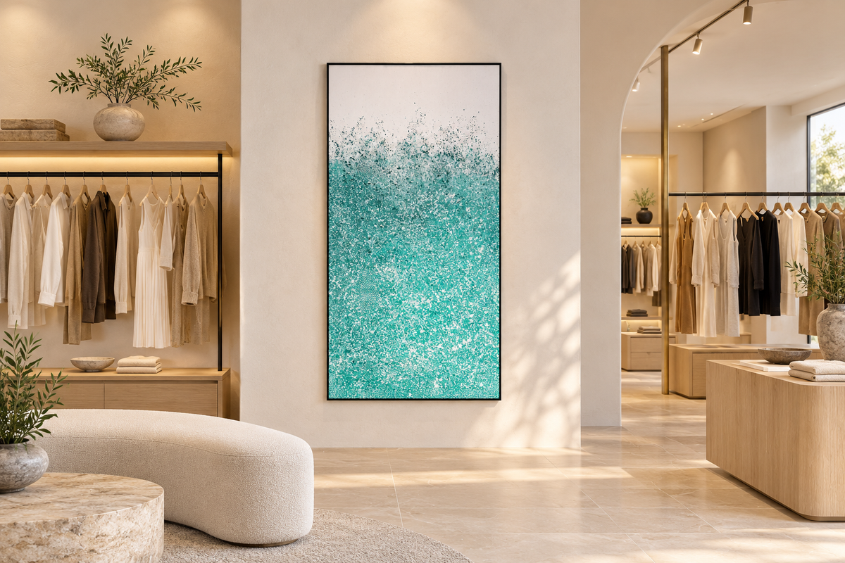 Emerald Rainfall – Textured Abstract Acrylic Wall Art
