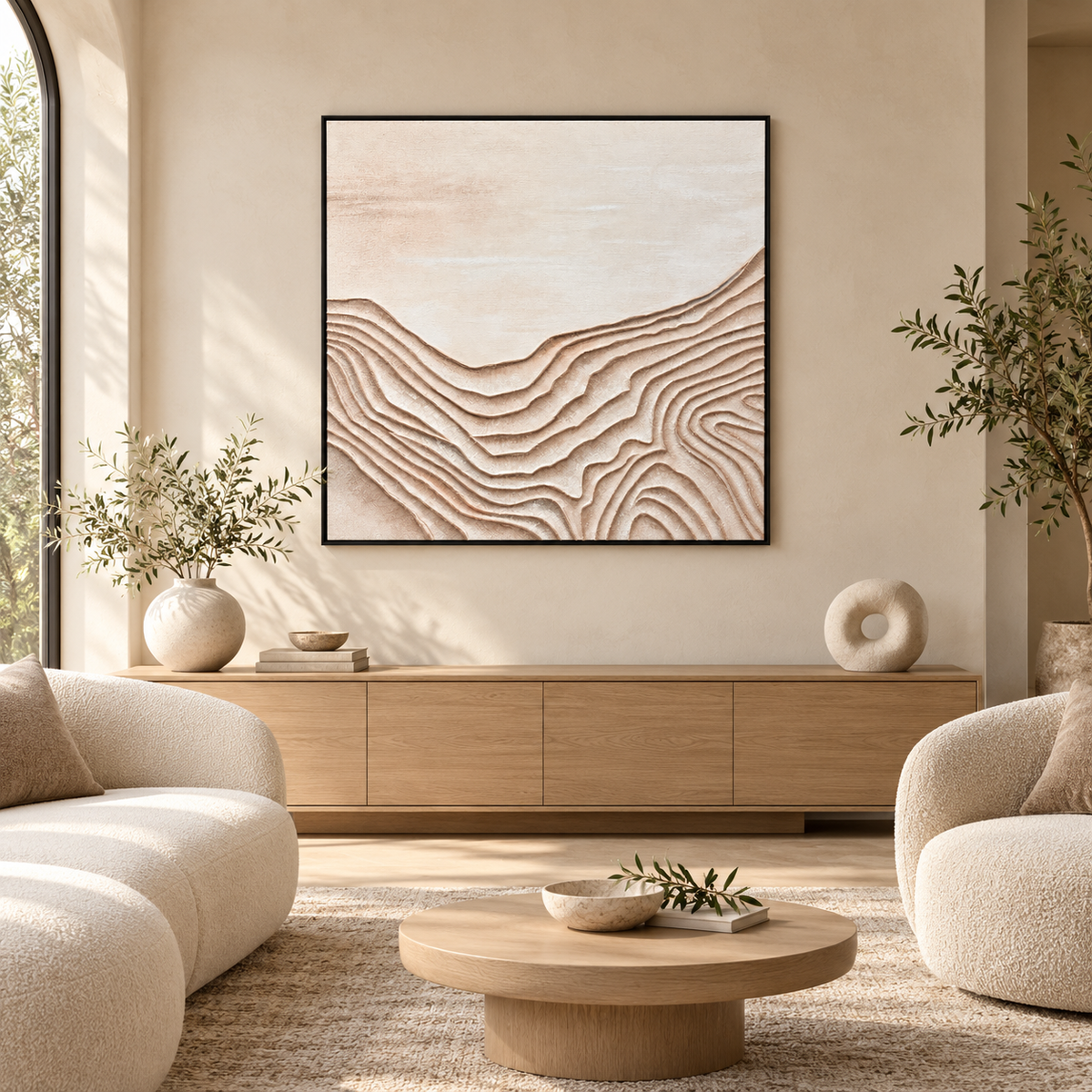 Whispers in Sand – Textured Abstract Acrylic Wall Art