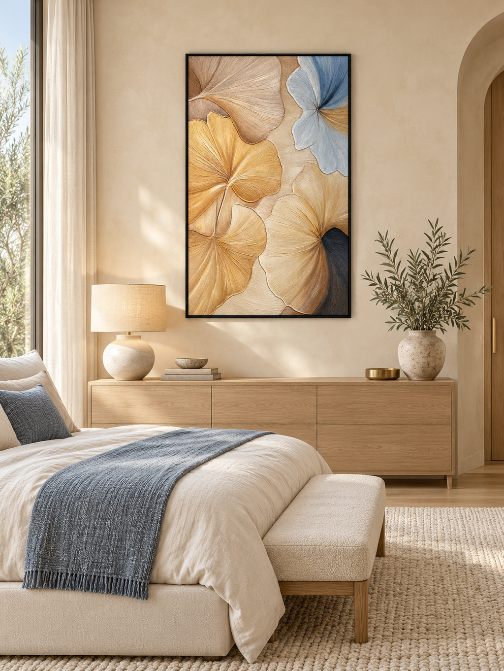 Golden Petal Grace – 3D Textured Floral Canvas Wall Art