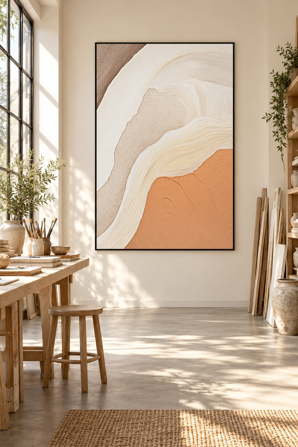 Harmony in Ivory – 3D Textured Abstract Canvas Wall Art