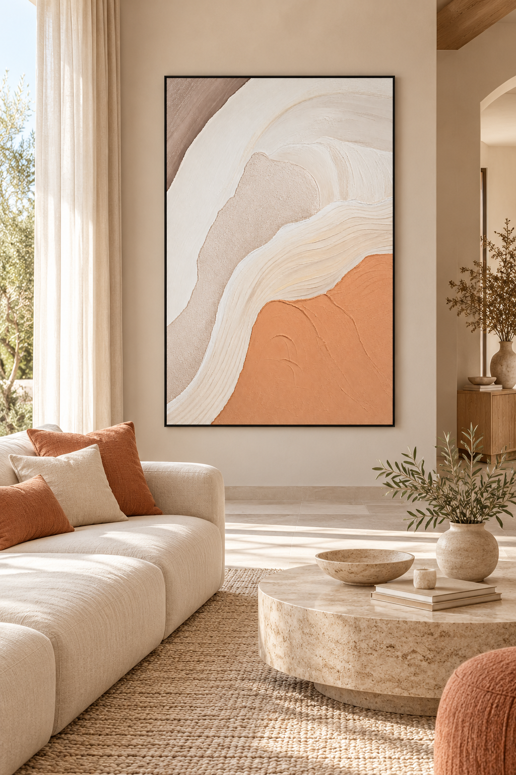 Harmony in Ivory – 3D Textured Abstract Canvas Wall Art