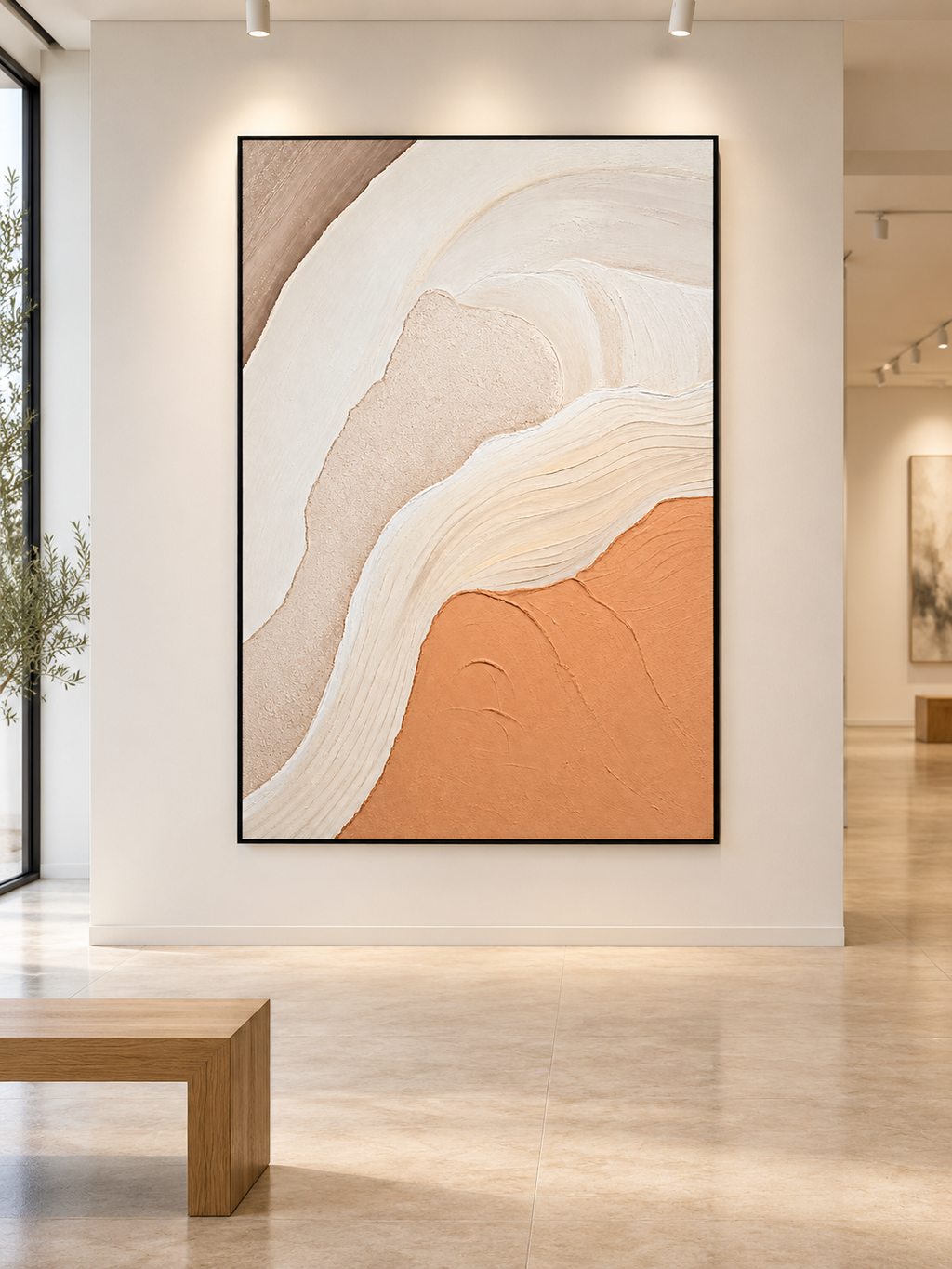 Harmony in Ivory – 3D Textured Abstract Canvas Wall Art