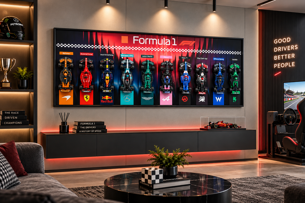 Championship Grid – F1-Inspired 3D Racing Car Wall Art