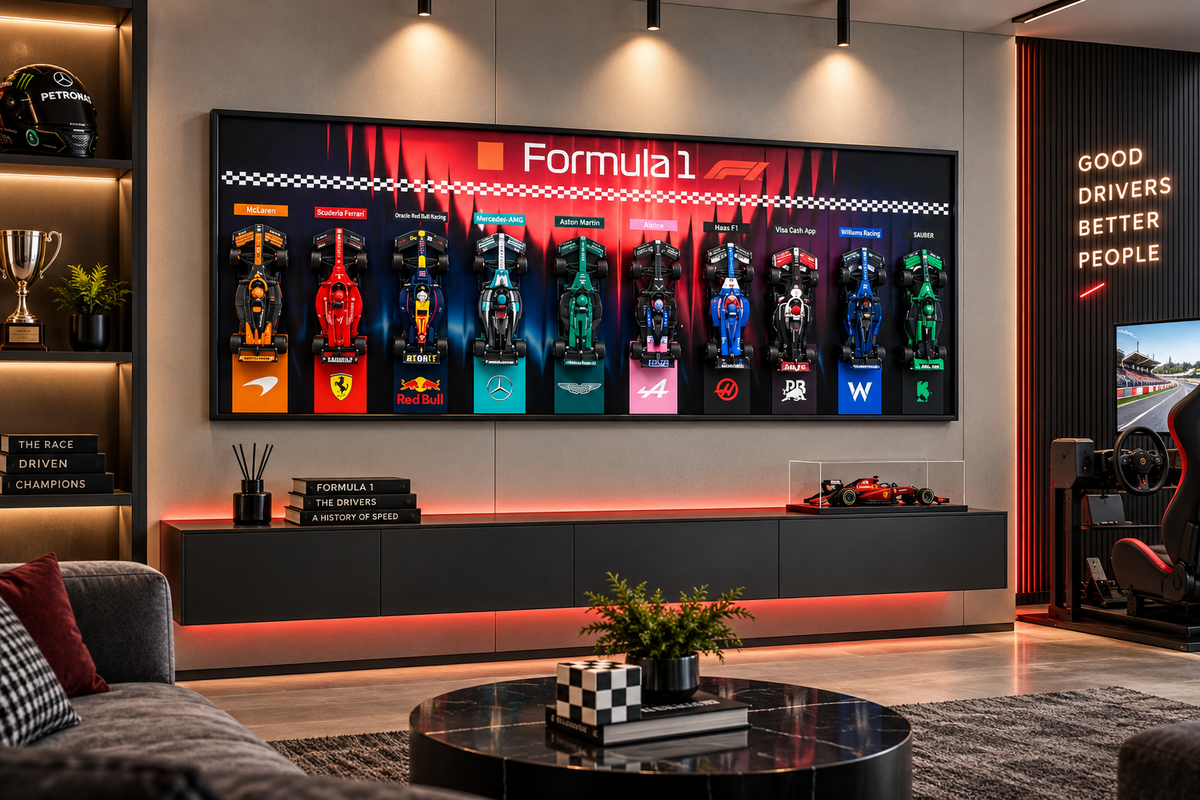 Championship Grid – F1-Inspired 3D Racing Car Wall Art
