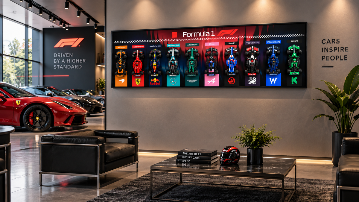 Championship Grid – F1-Inspired 3D Racing Car Wall Art