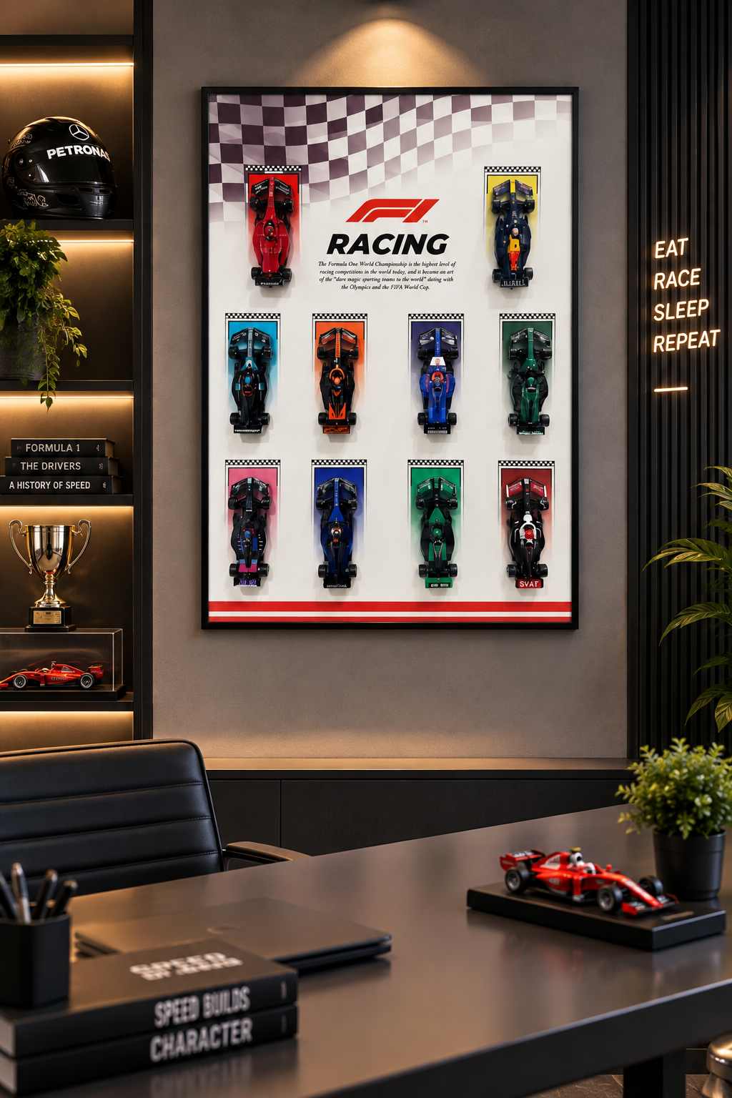 Legends of the Grid – F1-Inspired 3D Racing Car Wall Art