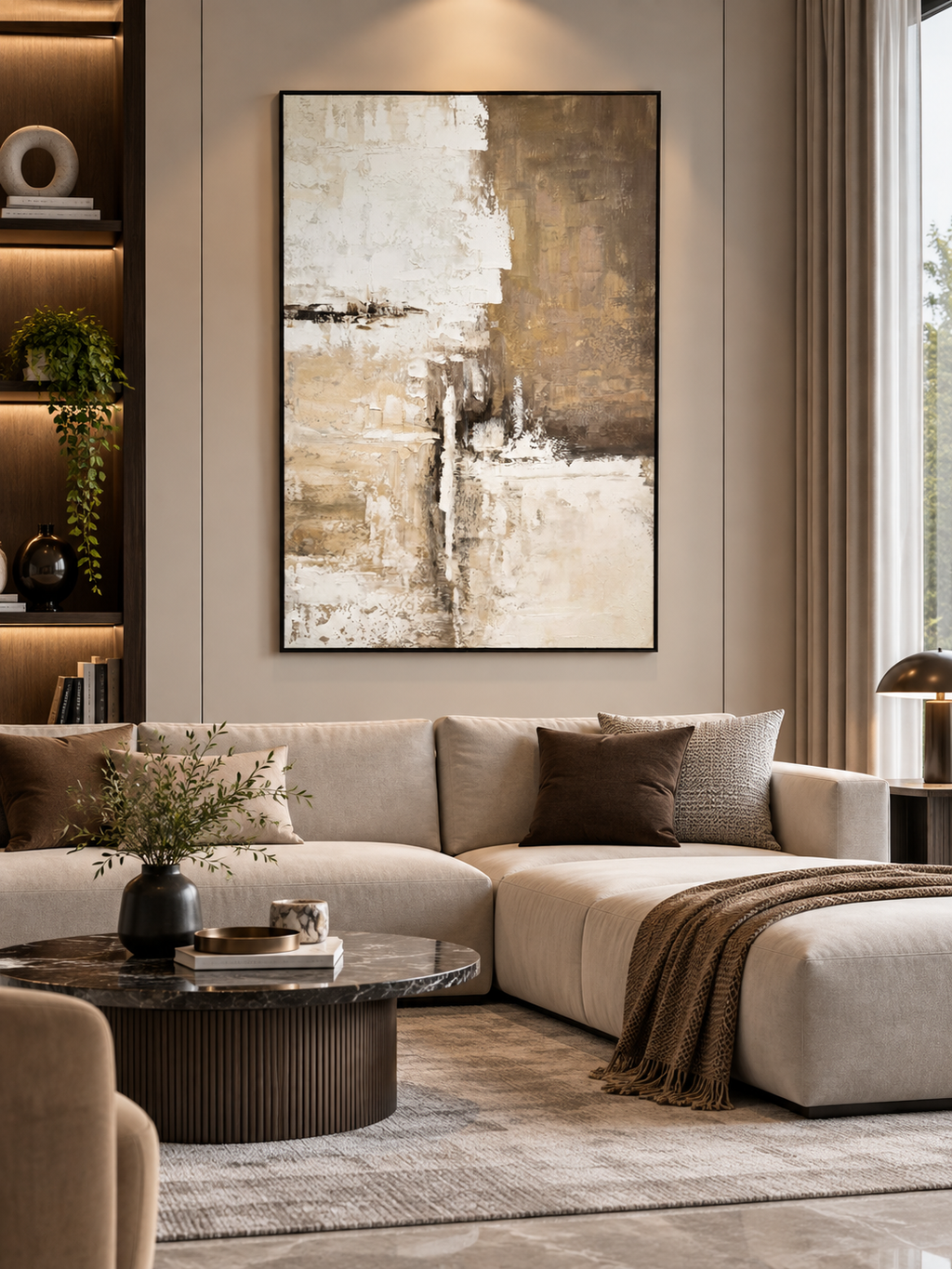 Brown Horizon – Textured Neutral Abstract Canvas Wall Art