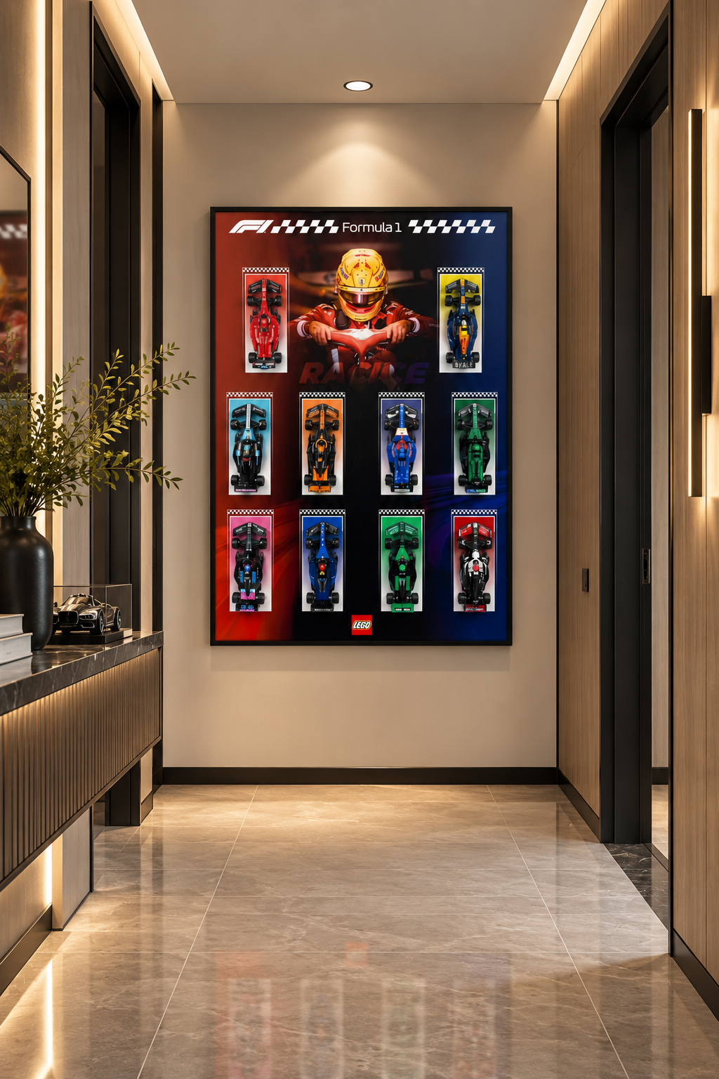 Race Legends – 10 Mini F1 Car Display Wall Art