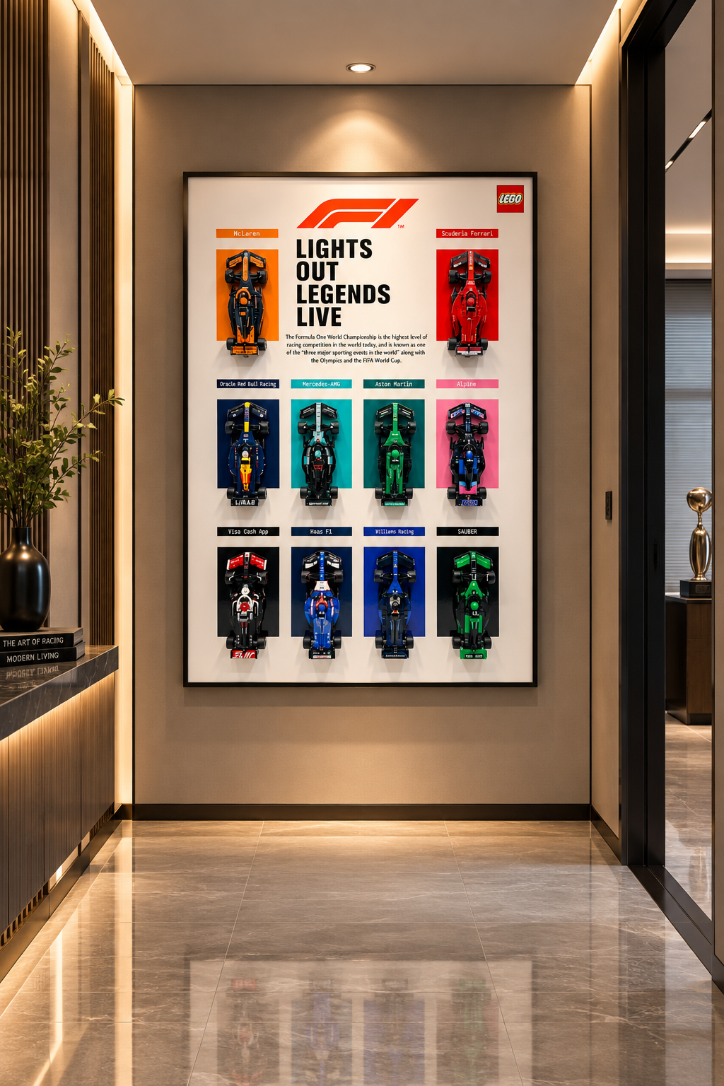 Lights Out Legends – 10 Mini F1 Car Display Wall Art