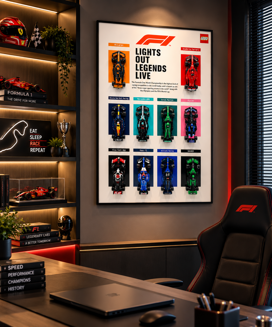 Lights Out Legends – 10 Mini F1 Car Display Wall Art