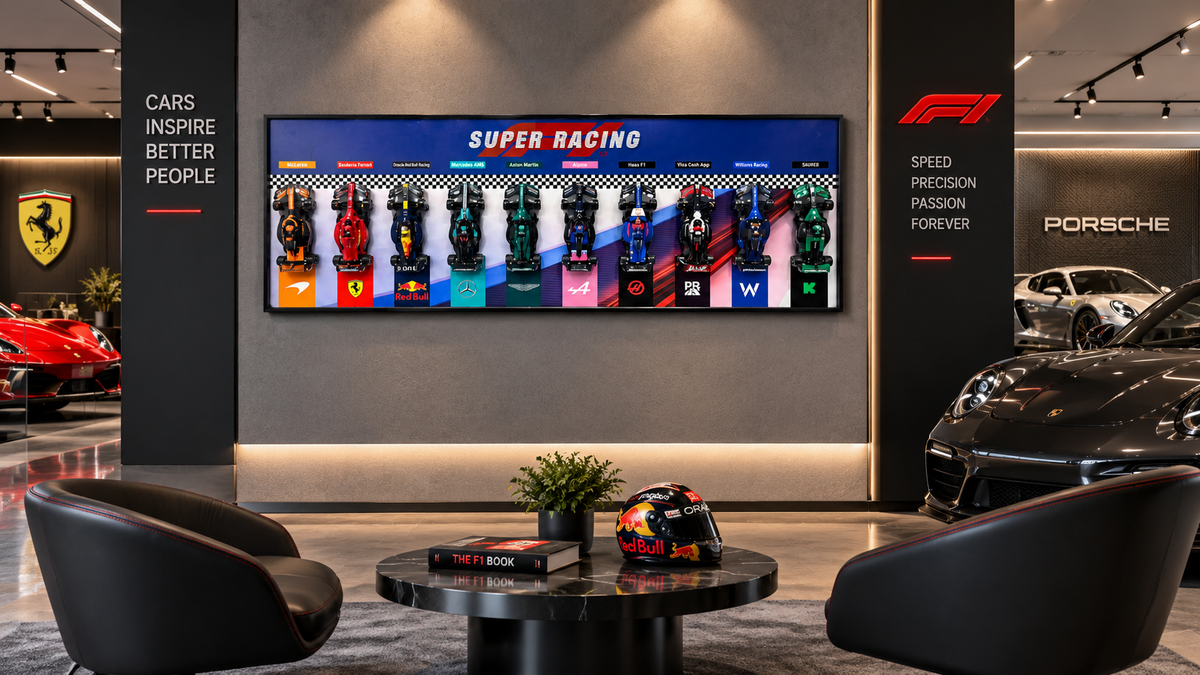 Super Racing – 10 Mini F1 Car Display Wall Art