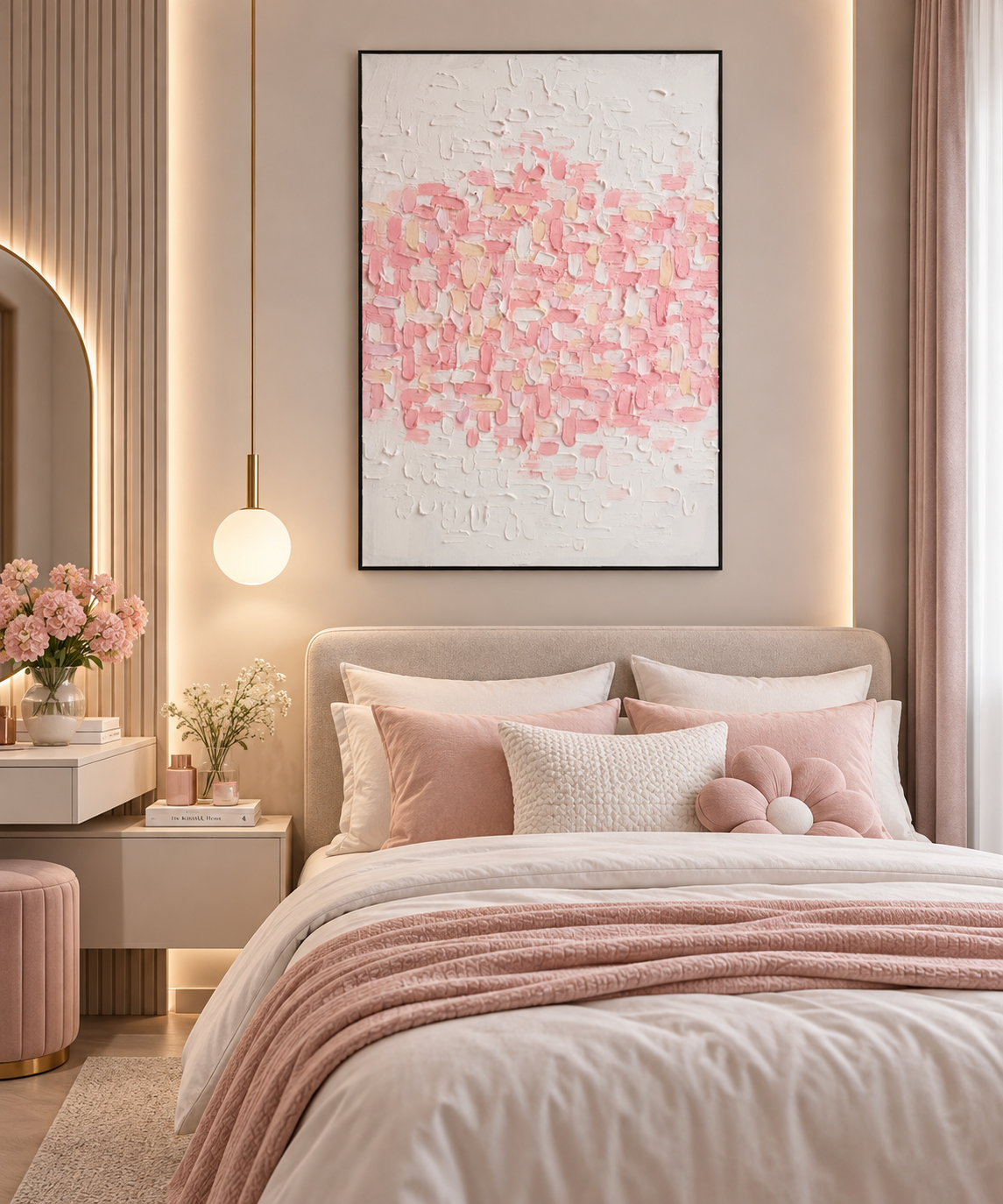Blush Mosaic – 3D Textured Abstract Canvas Wall Art