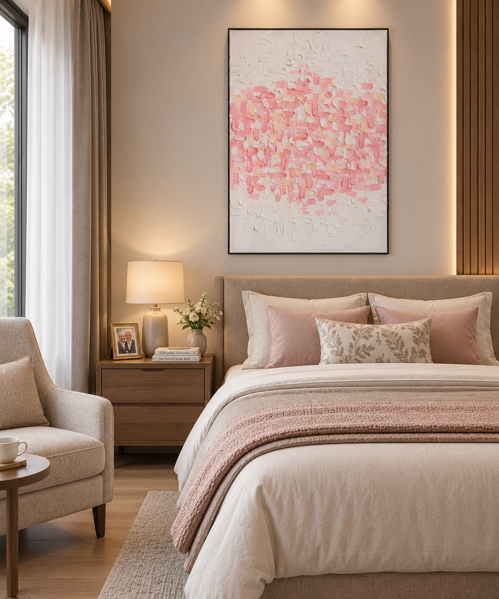Blush Mosaic – 3D Textured Abstract Canvas Wall Art