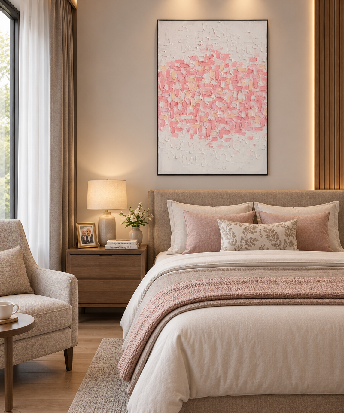 Blush Mosaic – 3D Textured Abstract Canvas Wall Art