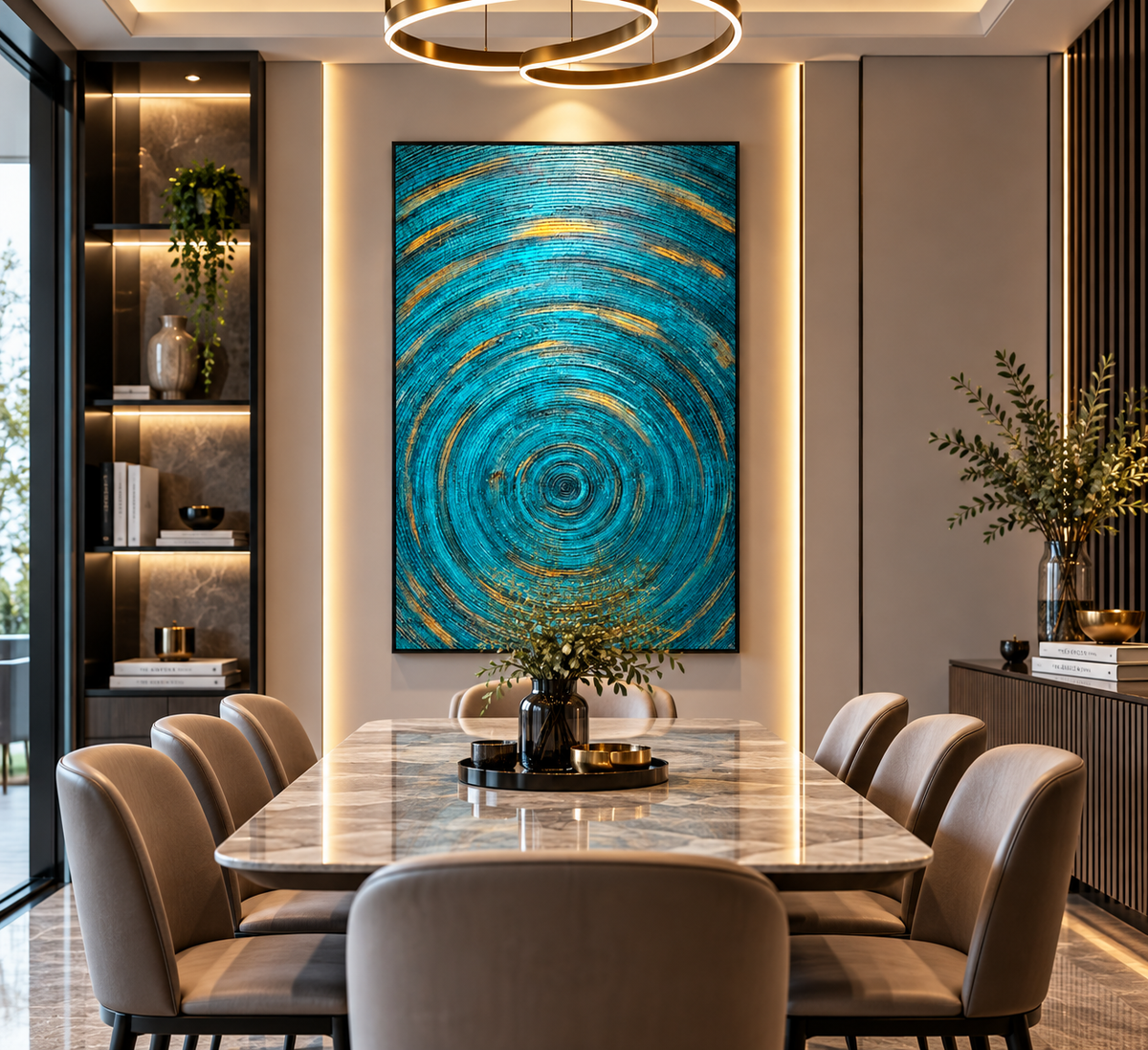 Infinite Calm – 3D Textured Concentric Circle Canvas Wall Art